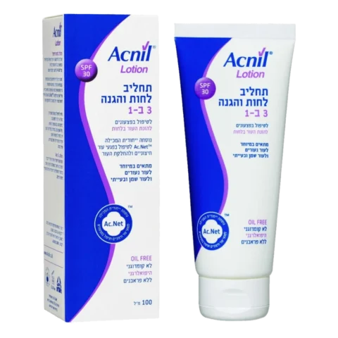תחליב לחות טיפולי SPF 30 נטול שומן לטיפול בפצעונים 100 מ"ל - אקניל