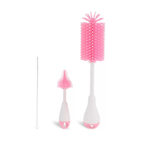 Set of Two Silicone Bottle Cleaning Brushes Pink - Baby Line