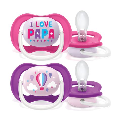 Silicone Pacifiers for Girls from 6 to 18 Months 2 pcs - Avent Ultra Air